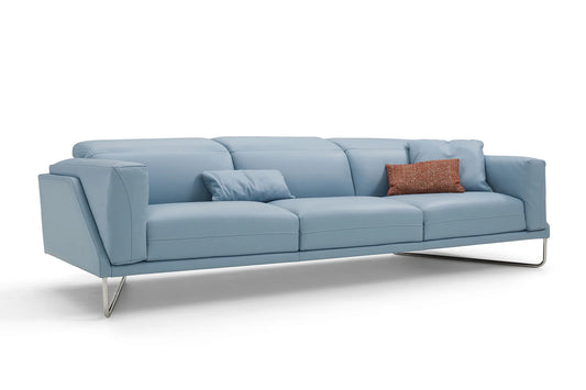 blaues 3 sitz sofa miami aus leder, made in italy