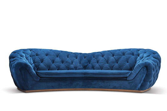 Dubai Chesterfield Stoffsofa in Blauvelours – italienisches Design bei Möbel Outlet