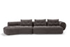 Stoff Ecksofa Barcelona in Braun – modernes Retro-Design mit Polsterkissen