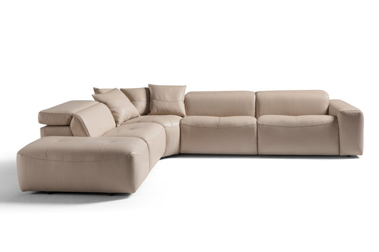 Leder Wohnlandschaft Wien mit geschwungenen Armlehnen und verstellbaren Kopfstützen, modernes italienisches Design