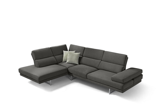 Lyon Stoff Ecksofa in Schwarz mit verstellbaren Armlehnen und verschiebbaren Rückenlehnen, modernes modulares Design