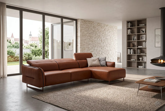 italienisches Leder-Ecksofa 