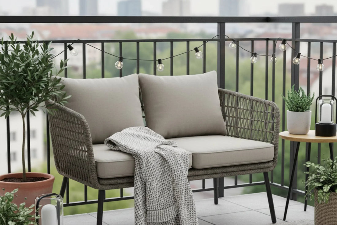 Gemütliche Sofa-Ideen für kleine Balkone