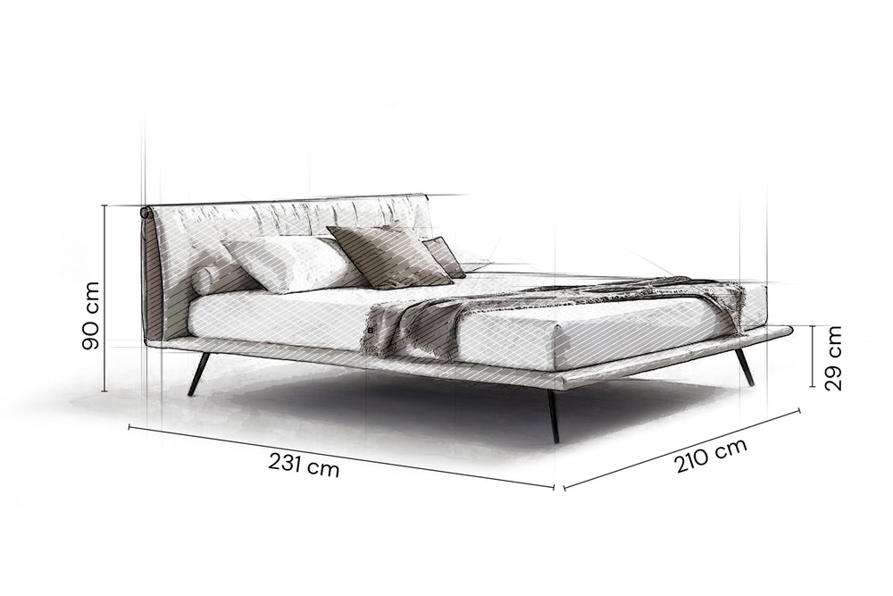 Stoff Polsterbett Stella 200 x 180 cm