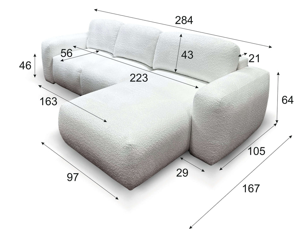 Stoff Ecksofa Ascoli mit Bettfunktion