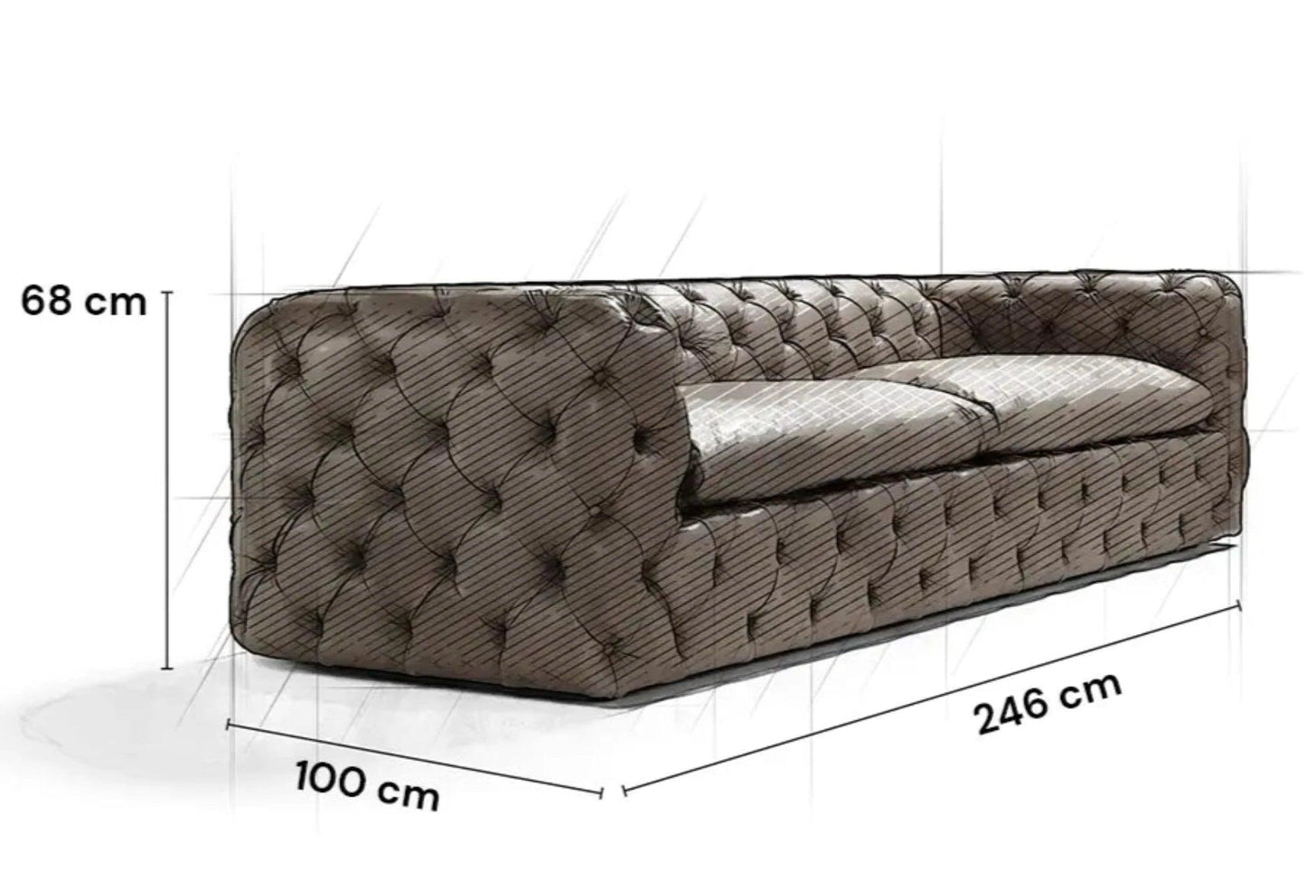 Chesterfield Hamptons Leder Sofa