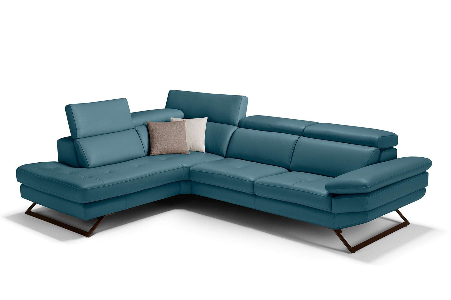 Hamburg Ecksofa aus aquamarinfarbenem Echtleder, modernes italienisches Luxus-Design