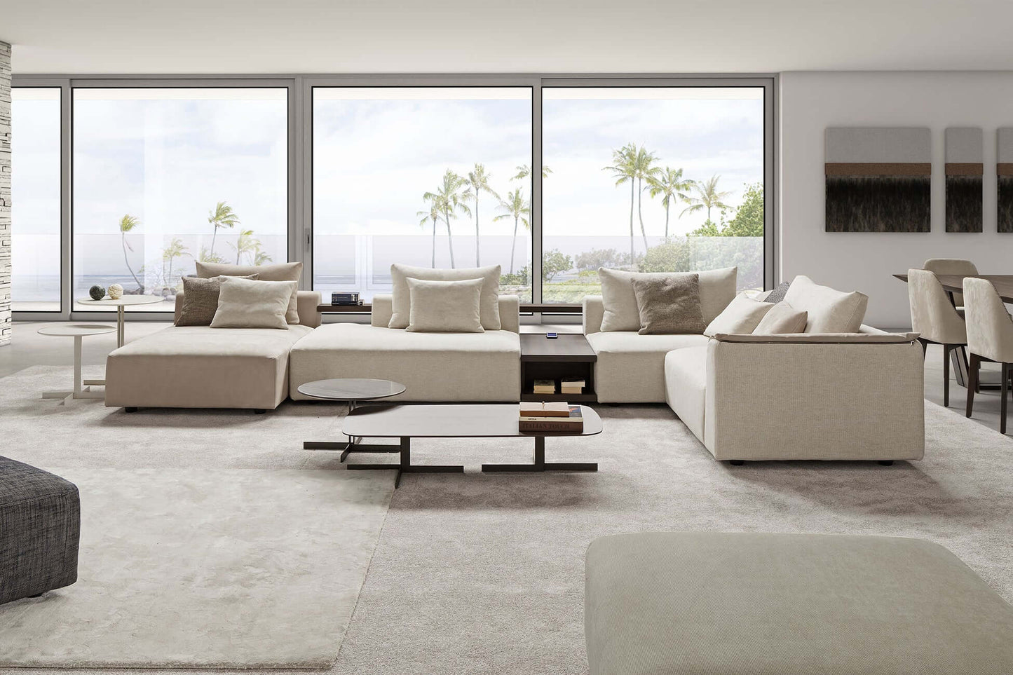 Wohnlandschaft Los Angeles Leder / Stoff