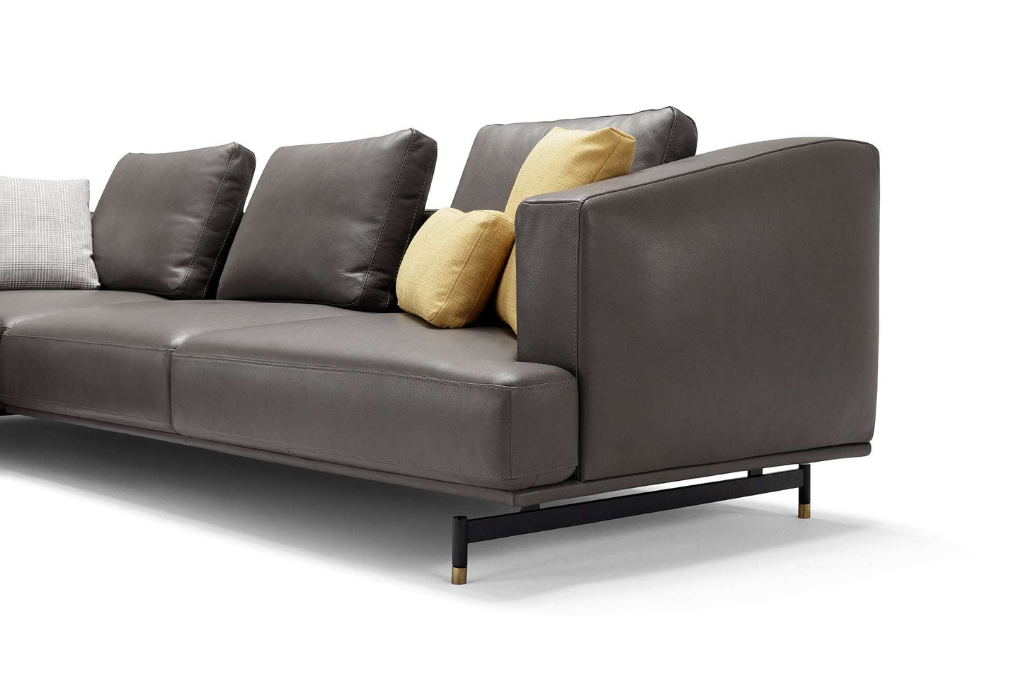Elegantes braunes Leder-Ecksofa Malmo, Made in Italy, luxuriöser Sitzkomfort