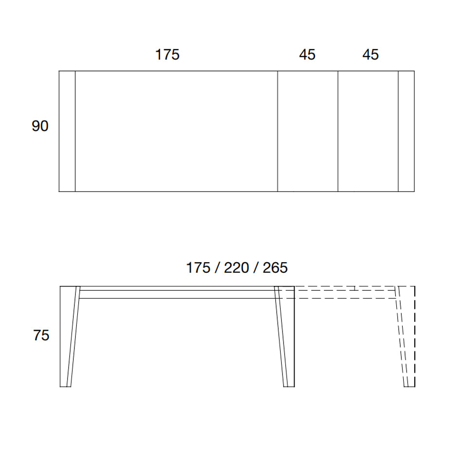 Esszimmertisch Plus 175/265 cm x 90 cm